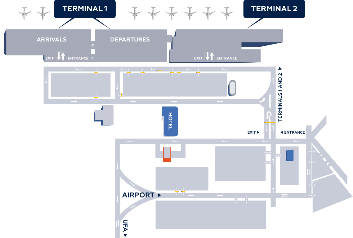 map of Ufa airport, Landside area
