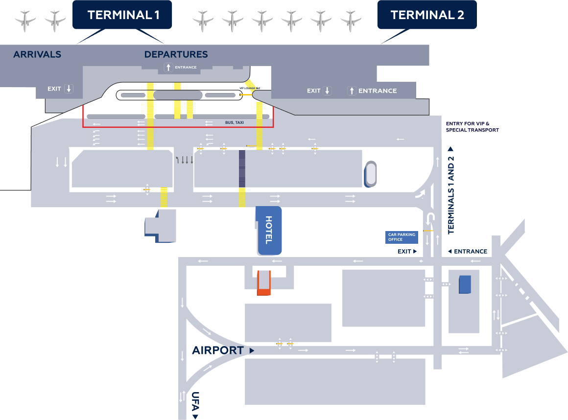 map of Ufa airport, Landside area